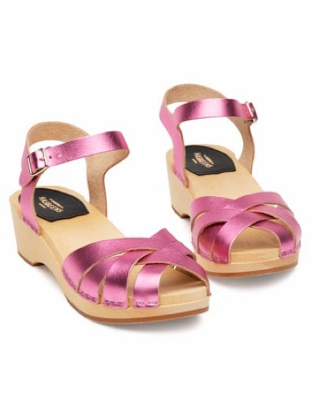 Swedish Hasbeens Women’s Metallic Pink Ankle-Strap Sandals